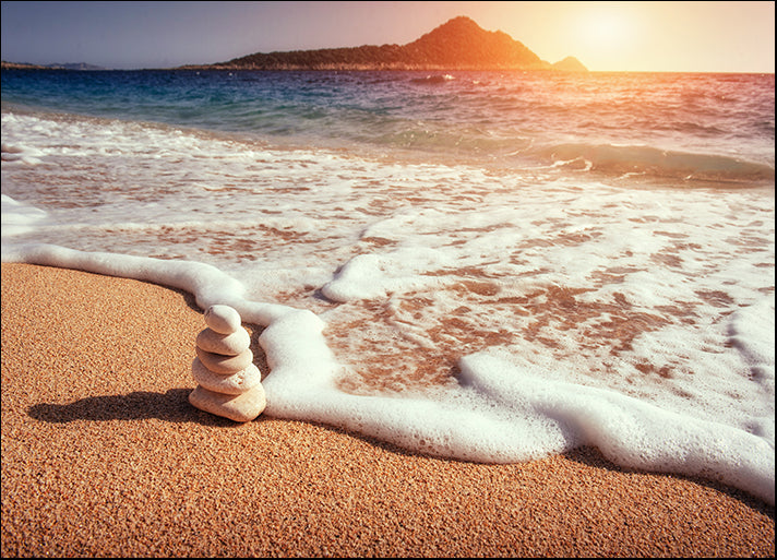171717359 Scenic view of sandy beach and surf waves on the shore, available in multiple sizes