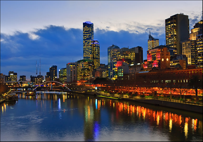 17944869 Melbourne along the Yarra River at Night, available in multiple sizes - Chamton