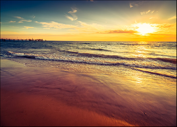 183966634 Glenelg Beach dramatic sunset with jetty, South Australia, available in multiple sizes