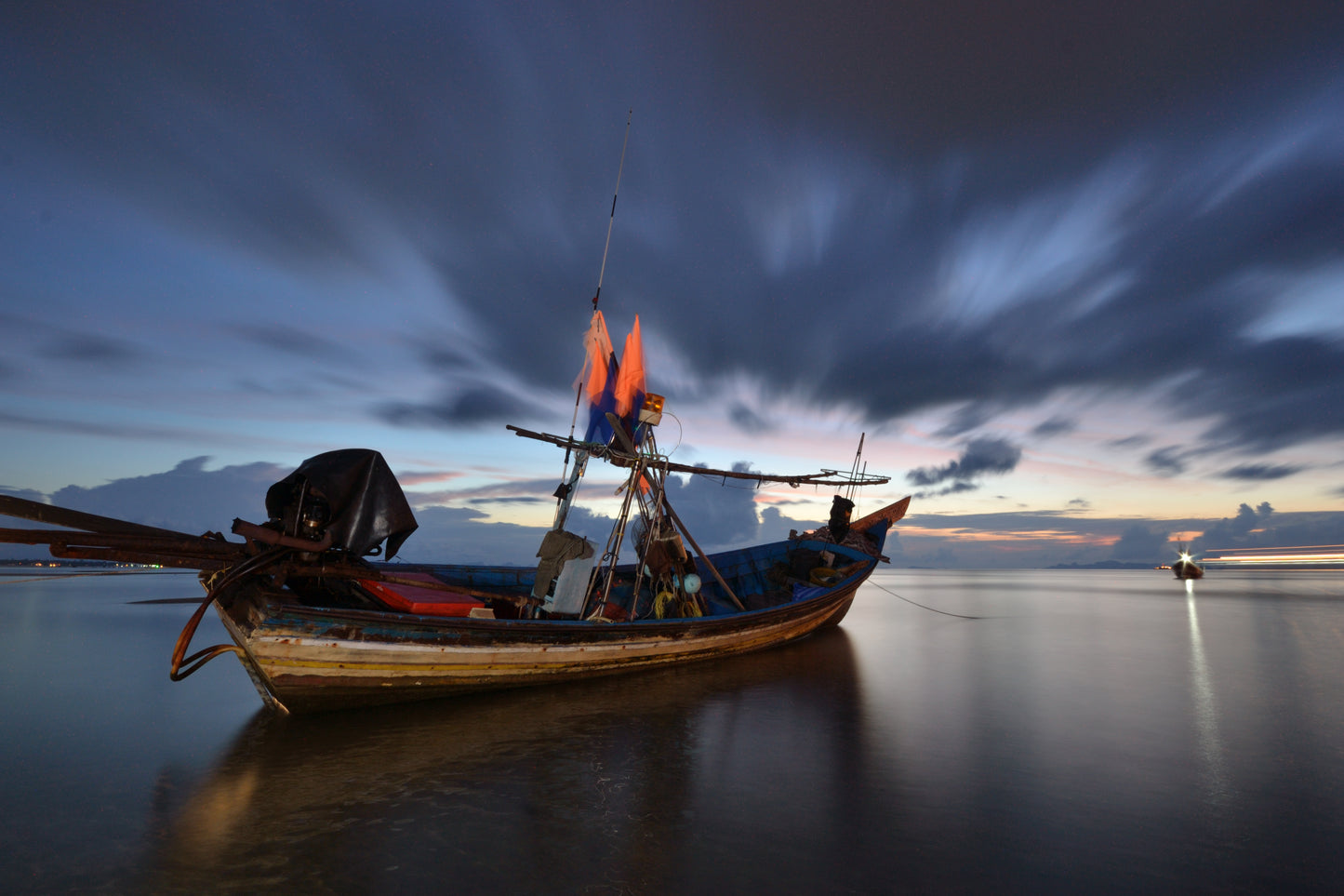 22437837 Sunset fishing boat, available in multiple sizes