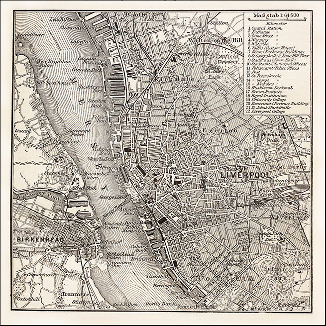 22572801 Antique Map of Liverpool, available in multiple sizes