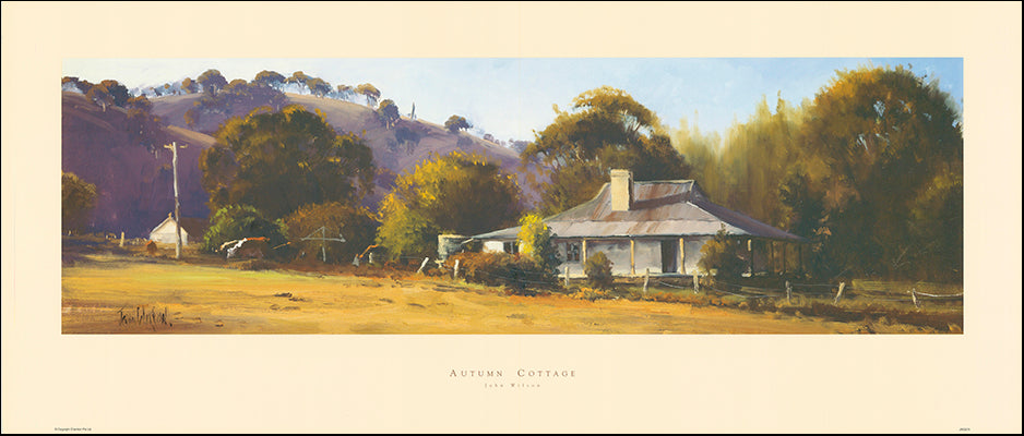 AAC JWO275 Autumn Cottage by John Wilson 104x44cm on paper