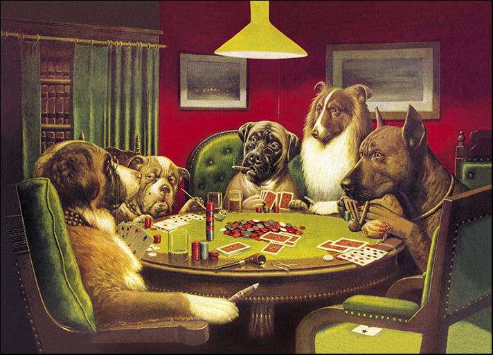 DP-341405 Poker Dogs: A Bold Bluff, 1903, by C.M. Coolidge, available in multiple sizes - Chamton