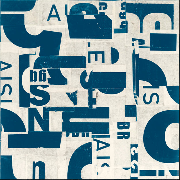 91306 Collaged Letters Teal C, by Hall J, available in multiple sizes