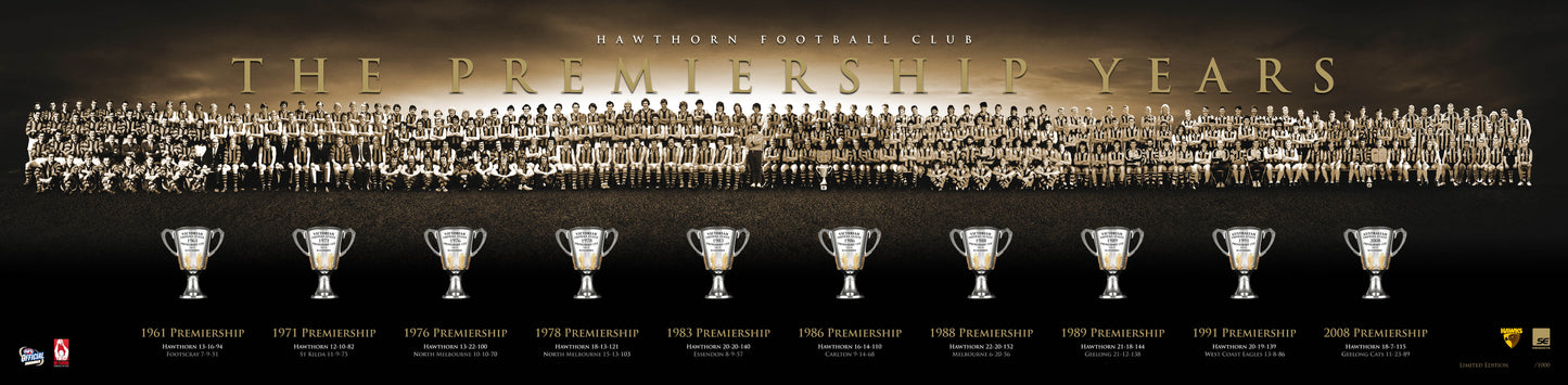 Hawthorn Football club The Premiership Years 100x27cm paper - Chamton