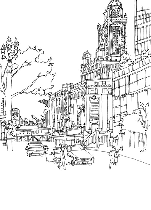 100154 Cityscape Chicago, by Marie, available in multiple sizes