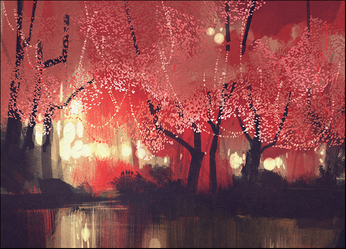 b87269520s night scene of autumn forest,fantasy landscape painting, available in multiple sizes