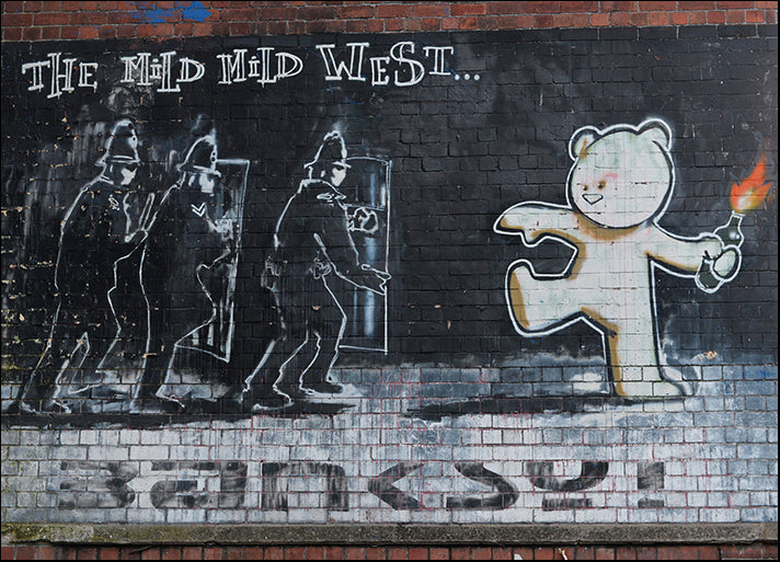 c58961189s Banksy Graffiti art Police in riot gear and teddy bear