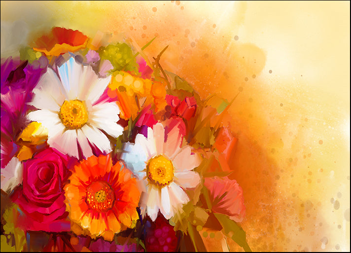 i6523043 Oil Painting A Bouquet Of Rose,daisy And Gerbera, available in multiple sizes - Chamton