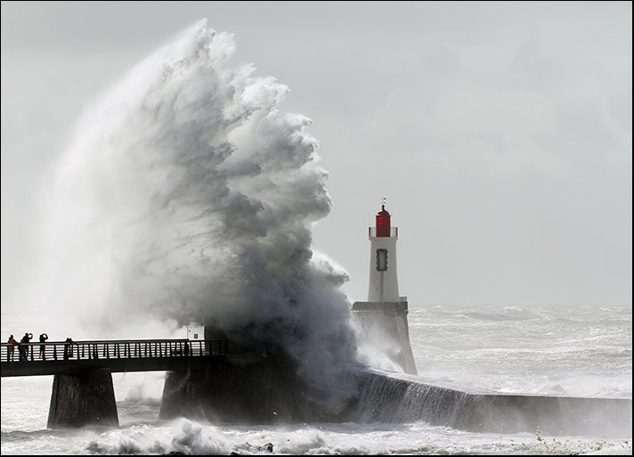 102981581 Storm on a lighthouse ocean waves Les Sables d'Olonne - France, available in multiple sizes