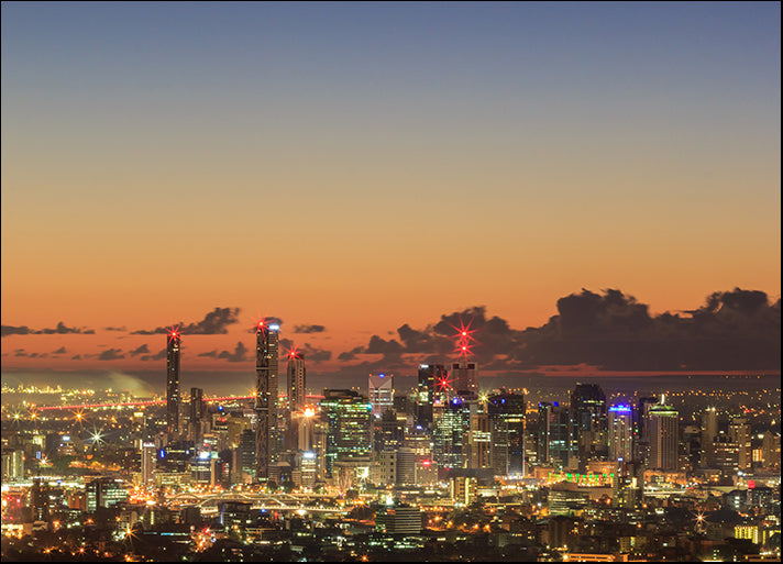 111846620 Sunrise Brisbane City from Mount Coot-tha, Queensland Australia, available in multiple sizes
