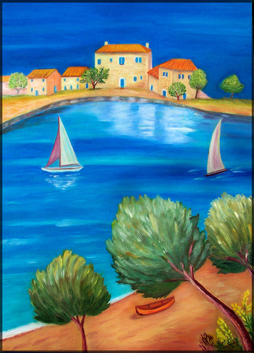 12076303 Mediterranean Seascape, available in multiple sizes - Chamton