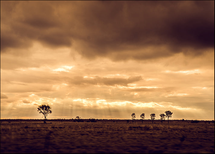 134480132 Landscape of the sun setting in outback Queensland, Australi ...