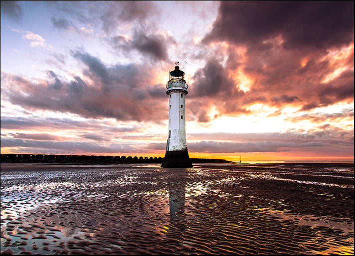 138666653 Perch Rock lighthouse at New Brighton near Liverpool in the UK At sunset, available in multiple sizes