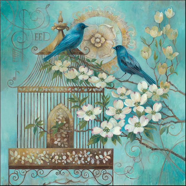 13895gg Blue Birds And Dogwood, by Elaine Vollherbst-Lane, available in multiple sizes