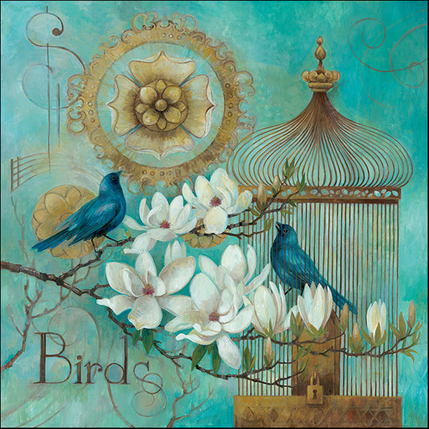 13896gg Blue Birds And Magnolia, by Elaine Vollherbst-Lane, available in multiple sizes