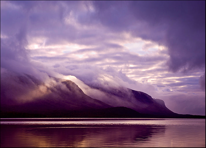 146851193 Mountains and lake in mist in morning with purple color, available in multiple sizes