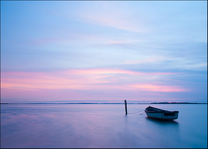 148646519 Mystical sea with boat Abstract natural backgrounds scene after sunset, available in multiple sizes