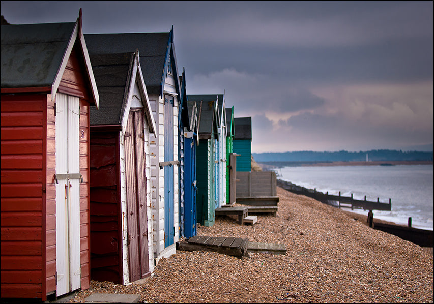 15043854 Bathing boxes along the beach, available in multiple sizes