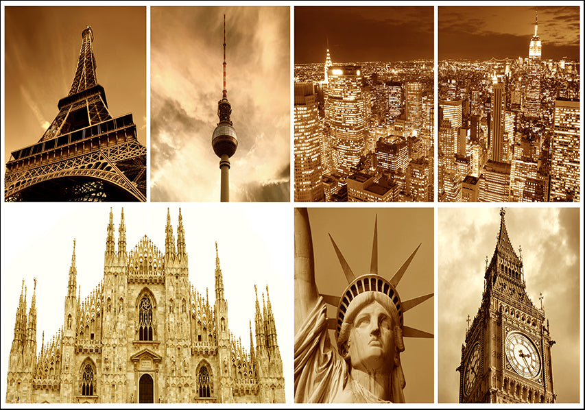 15261700 Famous landmarks Montage, available in multiple sizes
