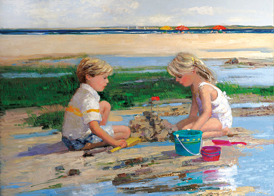 15306gg Building Sand Castles, by Sally Swatland, available in multiple sizes - Chamton