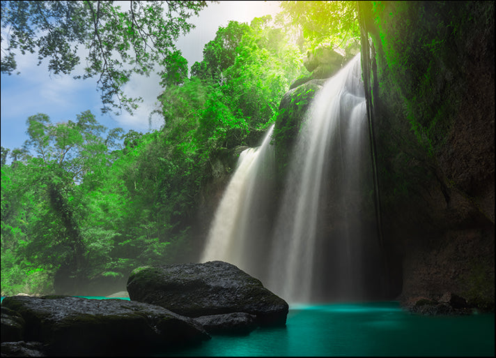 154440920 Amazing beautiful waterfalls in tropical forest at Haew Suwat Waterfall in Khao Yai National Park Thailand, available in multiple sizes