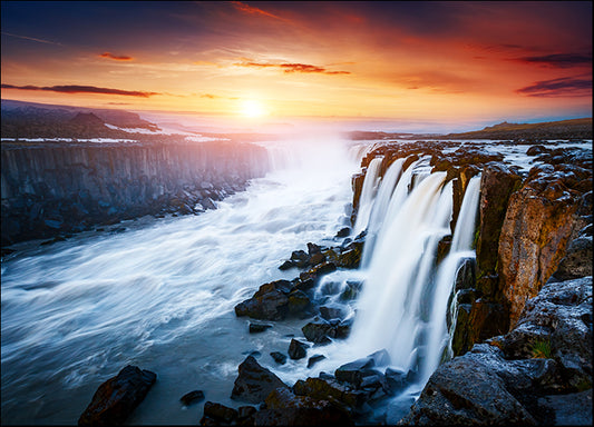 159999002 Rapid flow of water powerful Selfoss cascade waterfall Vatnajokull National Park, available in multiple sizes