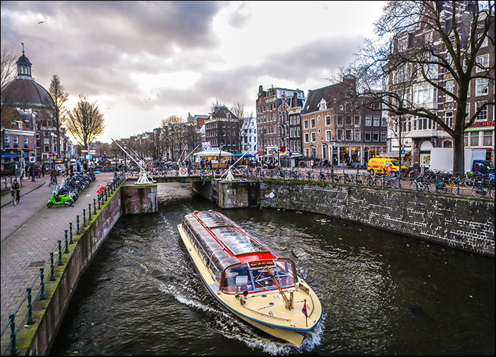 166005827 vintage buildings & chanels of Amsterdam city boat water at sun set, available in multiple sizes - Chamton