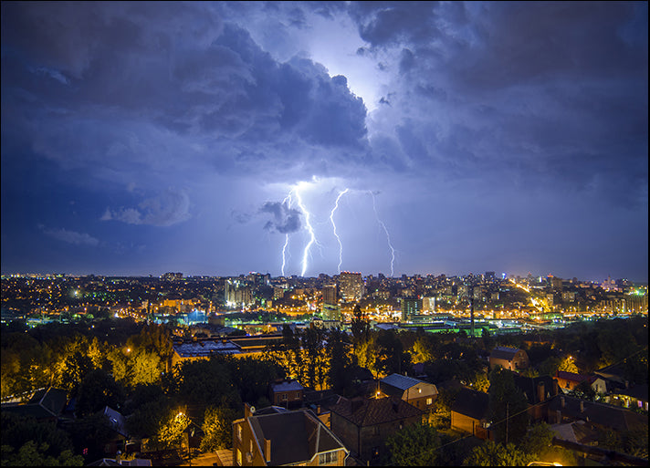 166766537 beautiful view of the lightning in the night city in Rostov-on-Don, available in multiple sizes
