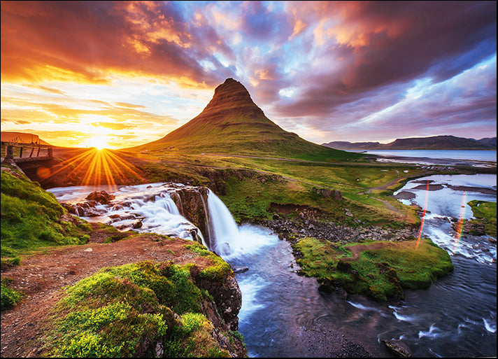172088183 sunset over landscapes and waterfalls Kirkjufell mountain, available in multiple sizes