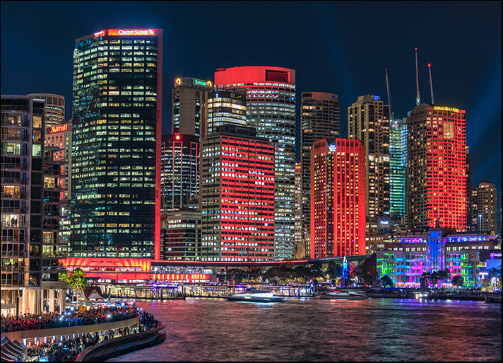 172290338 Vivid Sydney 2016 light festival illumination of Sydney CBD skyline, available in multiple sizes