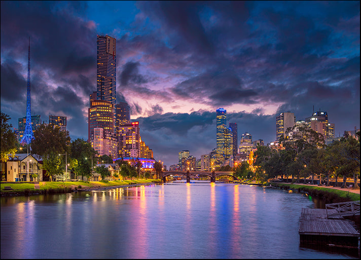 173318423 Panoramic image of Melbourne Australia during summer sunset, available in multiple sizes