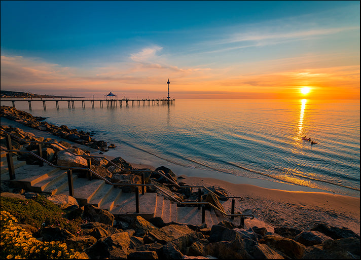 175389514 Sunset over the ocean viewed from Brighton Beach South Australia, available in multiple sizes