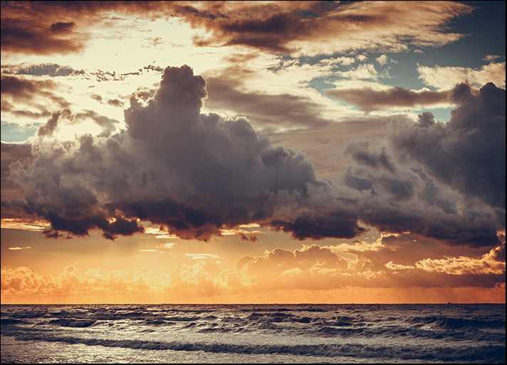 176797279 seascape evening Baltic sea sunset horizon and cloudy sky, available in multiple sizes