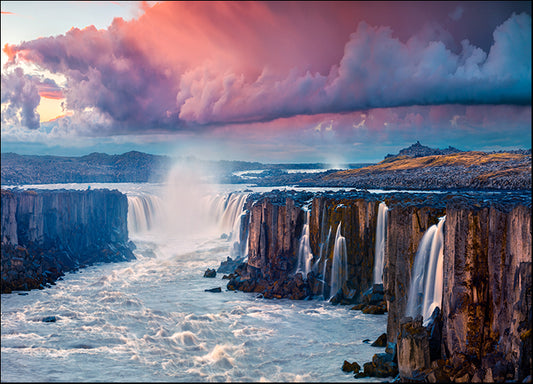 182511262 Jokulsa a Fjollum river Beautiful sunrise scene on the Selfoss Waterfall , available in multiple sizes