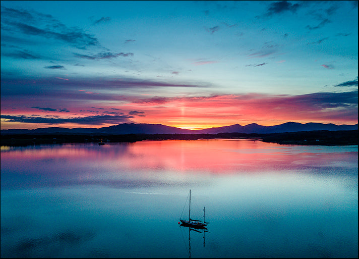 188499463 amazing sunset with sailing vessel at Loch Creran Barcaldine Argyll Scotland, available in multiple sizes