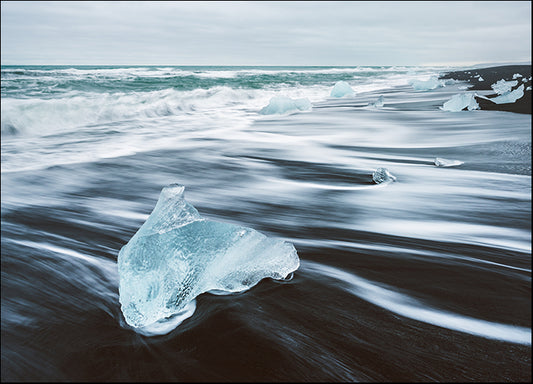 190900498 Icy beach in Iceland Europe Ice on the black volcanic sand on the Atlantic Ocean, available in multiple sizes