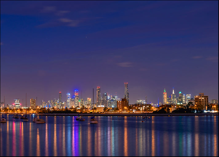 191959612 Melbourne city illuminated skyscrapers at night viewed from St Kilda beach , available in multiple sizes - Chamton