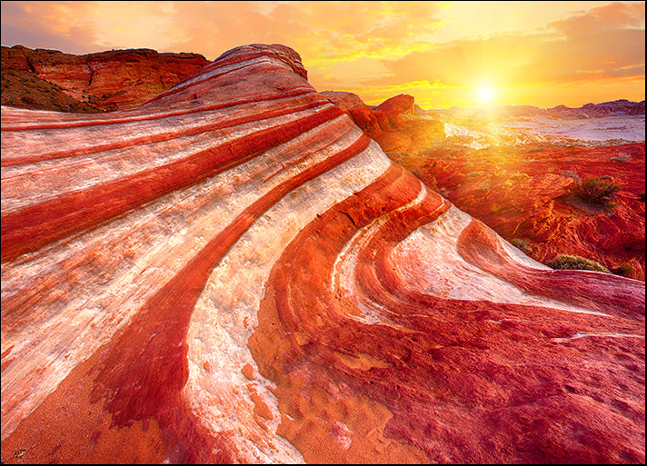 199472350 Fire Wave rock in Valley of Fire State Park Nevada USA, available in multiple sizes