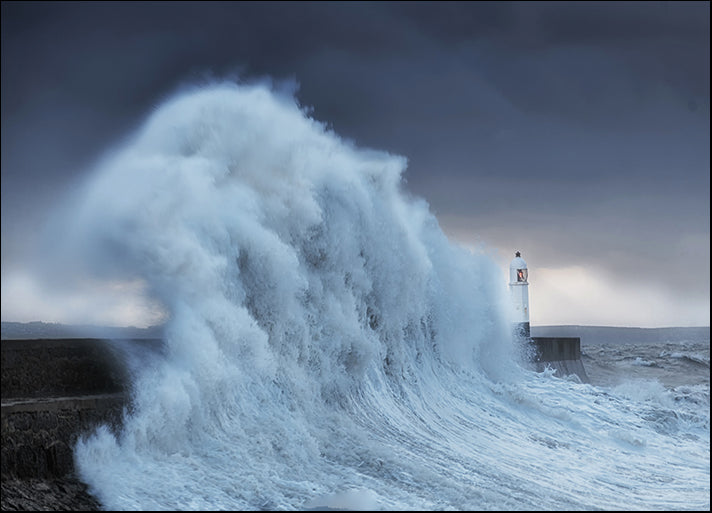 210348781 waves batter a lighthouse, available in multiple sizes