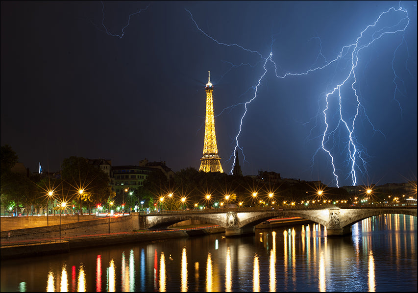 24538493 Eiffel Tower Lightning at Night, available in multiple sizes