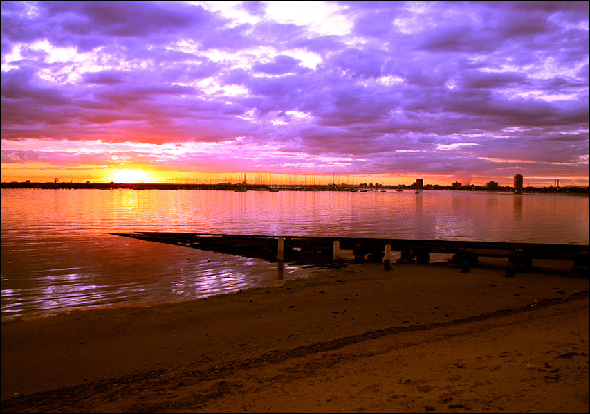 3557930 Boat ramp at sunset , available in multiple sizes