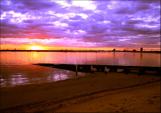 3557930 Boat ramp at sunset , available in multiple sizes