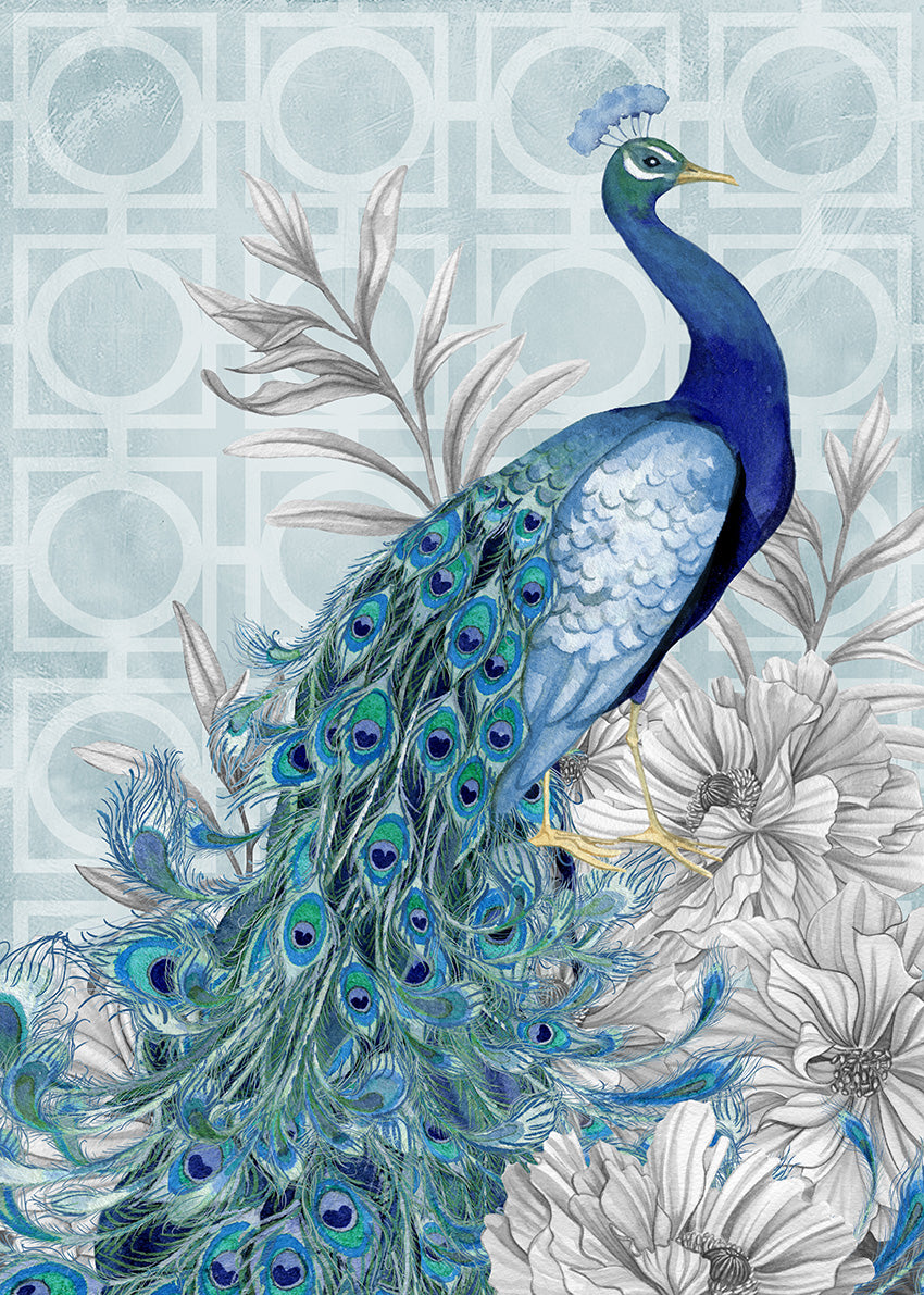 36675 MA Monochrome Peacocks Blue II, available in multiple sizes