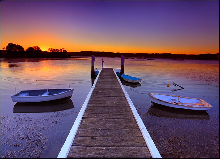 59051399 Little boats and a jetty at sunset on the Brisbane Waters Central Coast Australia , available in multiple sizes