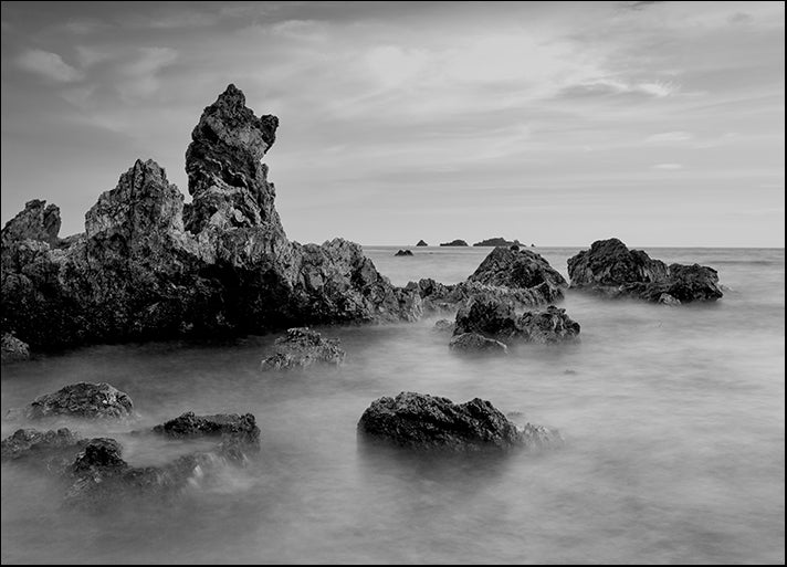 84412622 sunset at the stone beach in black and white Thailand, available in multiple sizes