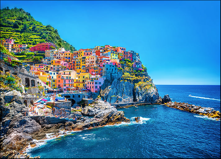 84976526 Colorful cityscape over Mediterranean sea Europe Cinque Terre, Italy, available in multiple sizes