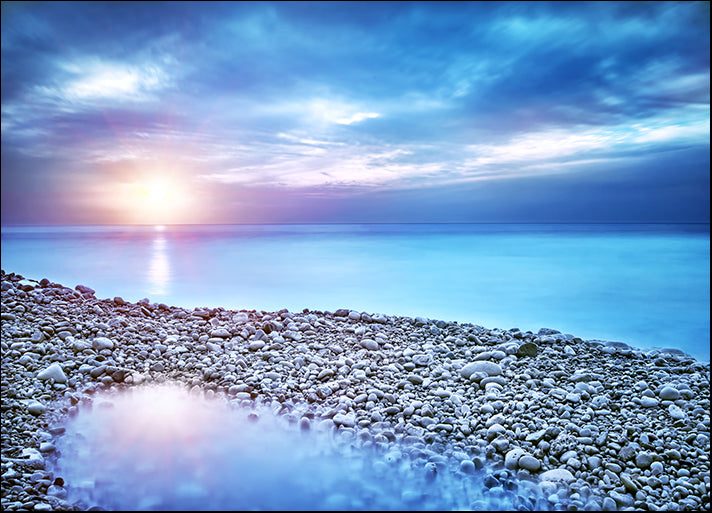 90330044 Beautiful seascape amazing view of pebble coastline in mild sunset light, available in multiple sizes