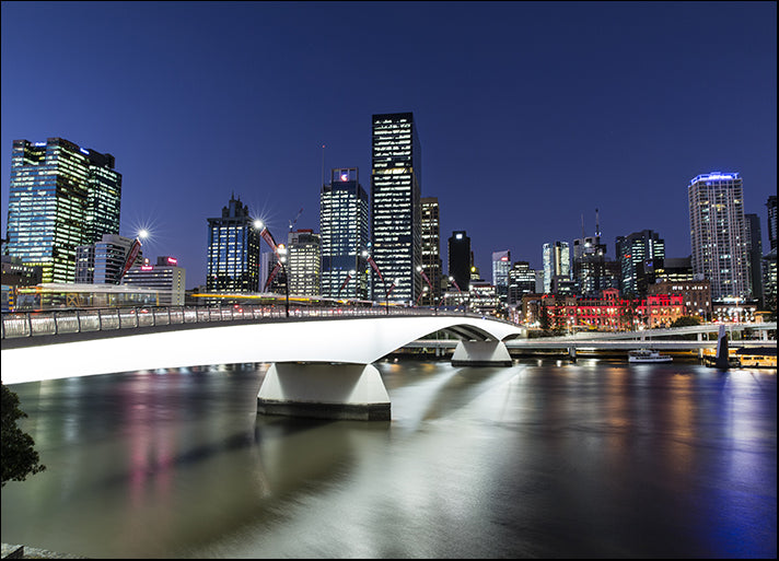 96192854 Brisbane City, Victoria bridge at twilight, Southbank, available in multiple sizes