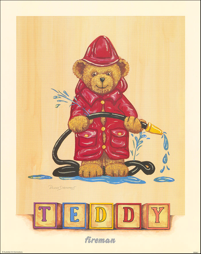 AAC DS007 Fireman Teddy by Daniel Sarantidis multiple sizes on paper